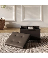 Nestl 16 Inch Ottoman Storage Bench with Storage Bins
