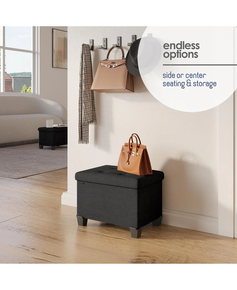 Nestl 16 Inch Ottoman Storage Bench with Storage Bins