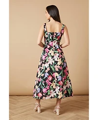 Oasis Women's Occasion Floral Strappy Twill Midi Dress