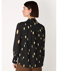 Whistles Women's Oval Spot Frill Blouse
