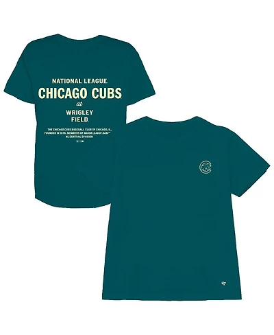 '47 Brand Women's Teal Chicago Cubs Plus Leon City Cropped T-Shirt