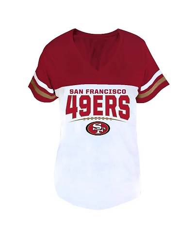 Profile Women's Scarlet/White San Francisco 49ers Plus Split Body V-Neck T-shirt