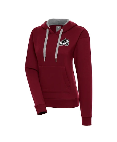 Antigua Women's Burgundy Colorado Avalanche Metallic Logo Victory Pullover Hoodie