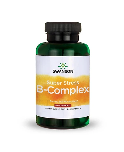 Swanson Super Stress B Complex Vitamin Supplement Formula for Healthy Energy Levels 240 Capsules