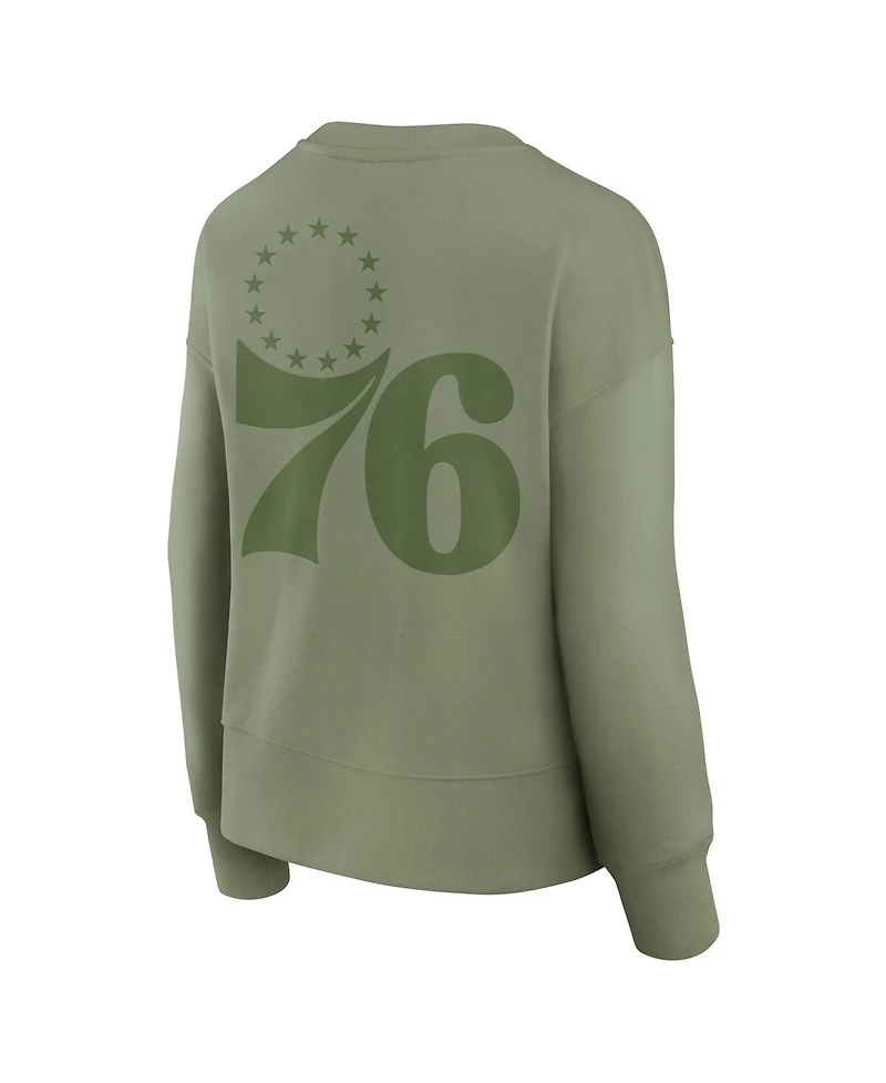 Fanatics Women's Olive Philadelphia 76ers Elements Flow Pullover Sweatshirt