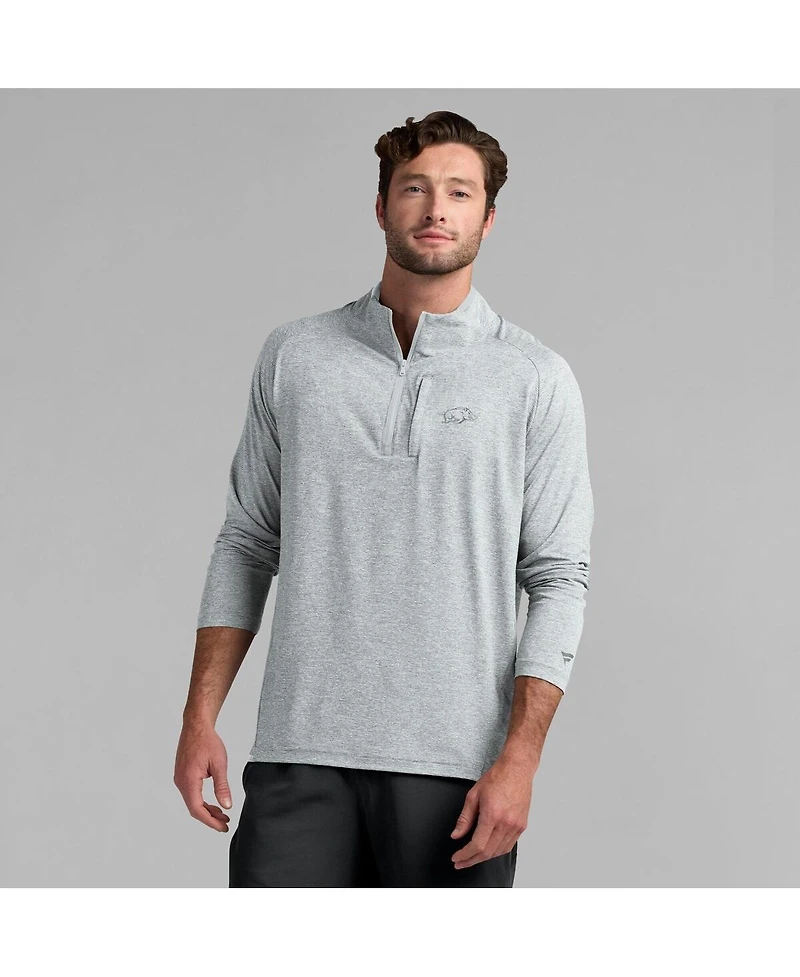 Fanatics Men's Gray Arkansas Razorbacks Mock Neck Half-Zip Pullover Jacket