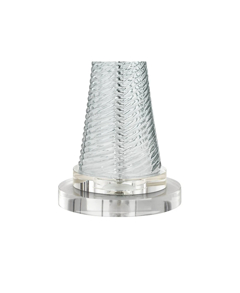 Possini Euro Design Miriam Coastal Table Lamp with Round Riser 29.5 Inches Tall Glass Drum Shade for Bedroom Living Room Bedside Nightstand
