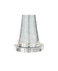 Possini Euro Design Miriam Coastal Table Lamp with Round Riser 29.5 Inches Tall Glass Drum Shade for Bedroom Living Room Bedside Nightstand