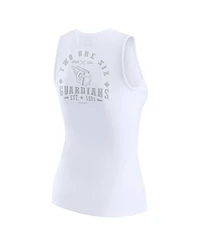 Wear by Erin Andrews Women's White Cleveland Guardians Rib-Knit Henley Tank Top