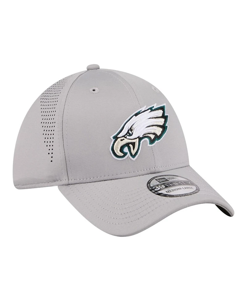 New Era Men's Gray Philadelphia Eagles Perforated 39THIRTY Flex Hat