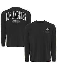 Sportiqe Men's and Women's Adult Anthracite Los Angeles Lakers Athletic Club Collection Sherwood Relaxed Fit Premium Long-Sleeve T-Shirt