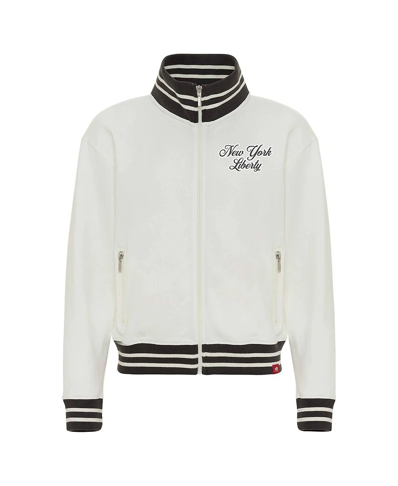 Sportiqe Women's Cream New York Liberty Athletic Club Collection Sutton French Terry Full-Zip Jacket