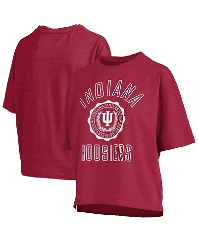 Pressbox Women's Crimson Indiana Hoosiers Motley Crew Bishop Waist Length Oversized Slub T-Shirt