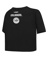 Pro Standard Women's Black Colorado Buffaloes Rhinestone Boxy Cropped T-Shirt