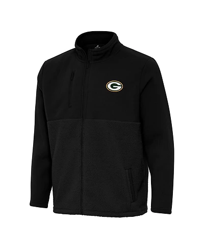 Antigua Men's Black Green Bay Packers Daily Fused Full-Zip Jacket