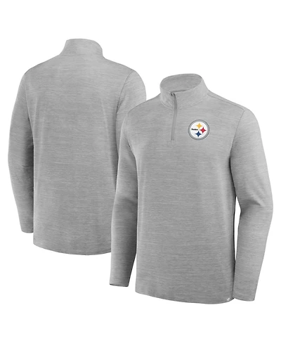 Fanatics Men's Heather Gray Pittsburgh Steelers Clutch Quarter-Zip Pullover Sweatshirt