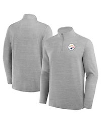 Fanatics Men's Heather Gray Pittsburgh Steelers Clutch Quarter-Zip Pullover Sweatshirt
