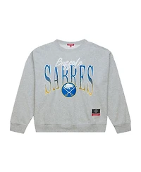 Mitchell & Ness Women's Heather Gray Buffalo Sabres Hockey Night Sweatshirt