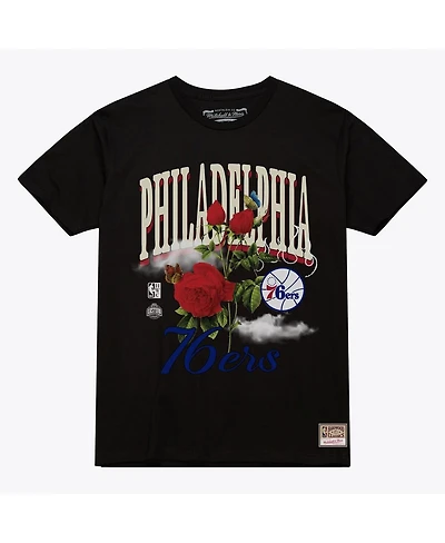 Mitchell & Ness Men's and Women's Black Philadelphia 76ers Floral Graphic T-Shirt