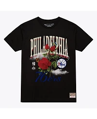 Mitchell & Ness Men's and Women's Black Philadelphia 76ers Floral Graphic T-Shirt