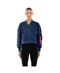 New Era X Alpha Industries Women's Navy York Yankees Cropped Full-Zip Jacket