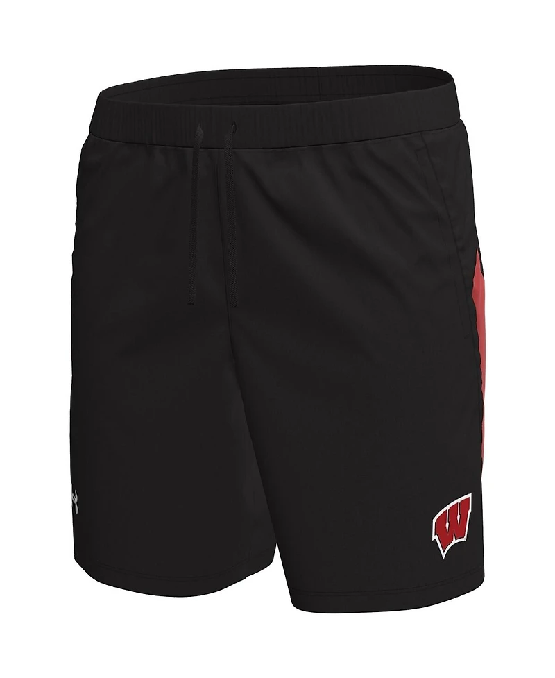 Under Armour Men's Black Wisconsin Badgers Woven Shorts
