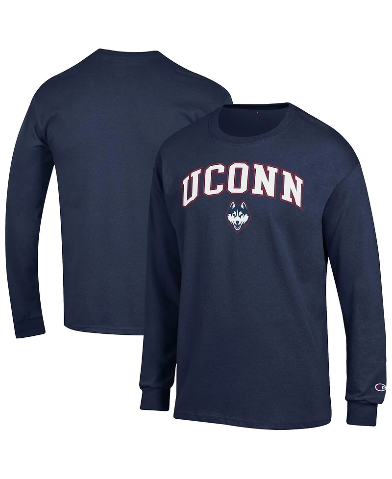 Champion Men's Navy UConn Huskies Arch Over Logo Long Sleeve T-Shirt