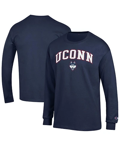 Champion Men's Navy UConn Huskies Arch Over Logo Long Sleeve T-Shirt