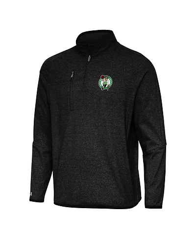 Antigua Men's Heather Black Boston Celtics Certain Quarter-Zip Tri-Blend Sweatshirt