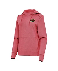 Antigua Women's Heather Red Minnesota Wild Justice Pullover Hoodie