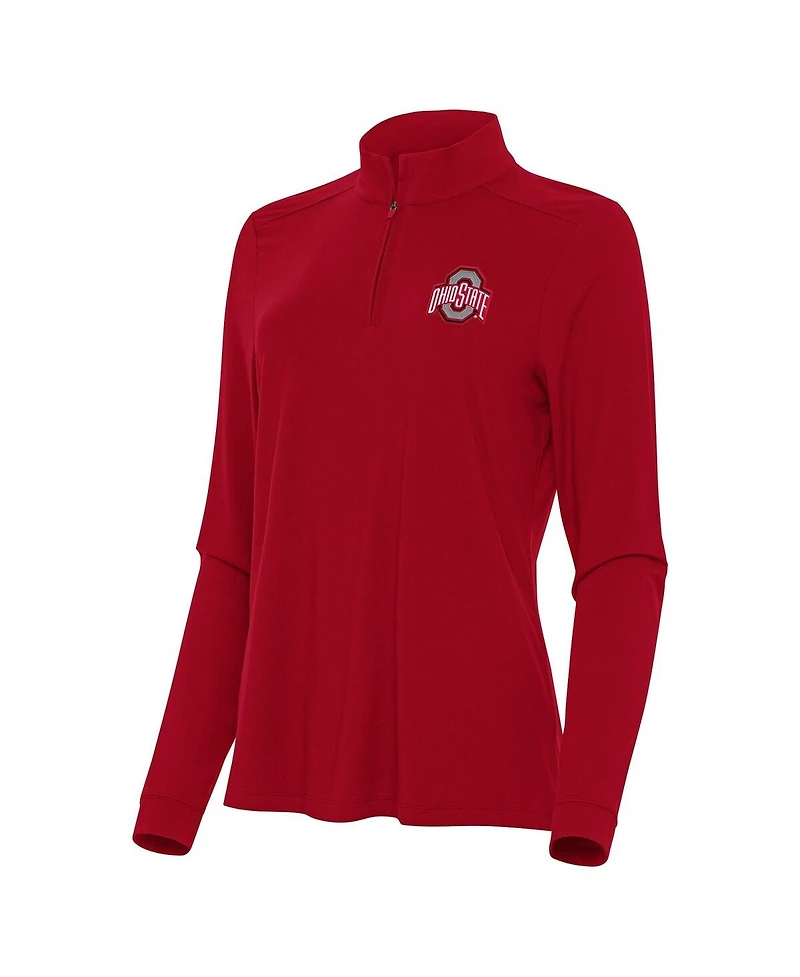 Antigua Women's Scarlet Ohio State Buckeyes Intent Quarter-Zip Sweatshirt