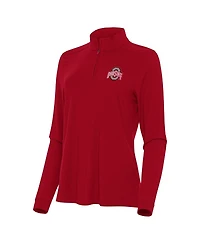 Antigua Women's Scarlet Ohio State Buckeyes Intent Quarter-Zip Sweatshirt