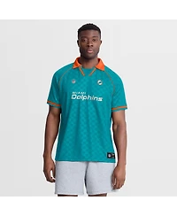 Fanatics Men's Aqua/Orange Miami Dolphins Homerun Raglan V-Neck Polo Shirt