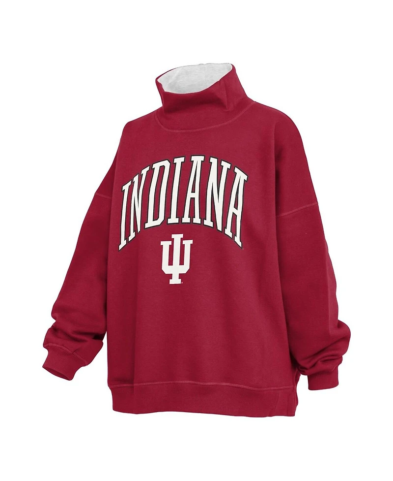 Pressbox Women's Crimson Indiana Hoosiers Oversized Mock Neck Sweatshirt