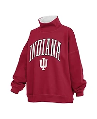 Pressbox Women's Crimson Indiana Hoosiers Oversized Mock Neck Sweatshirt