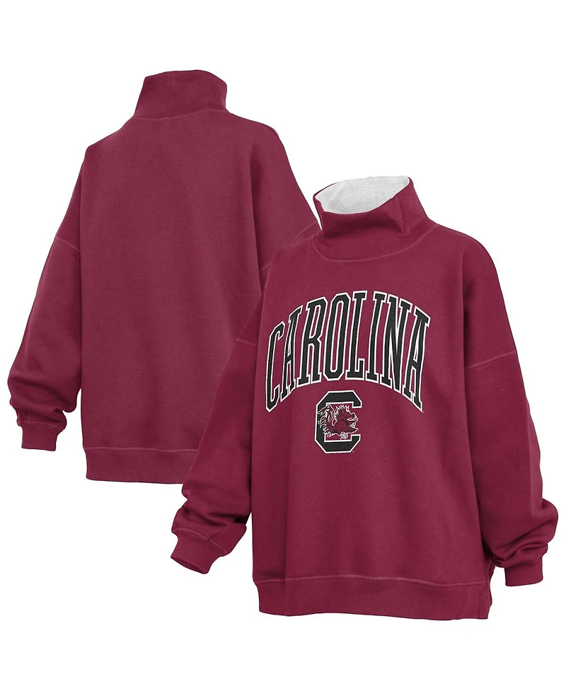 Pressbox Women's Garnet South Carolina Gamecocks Oversized Mock Neck Sweatshirt