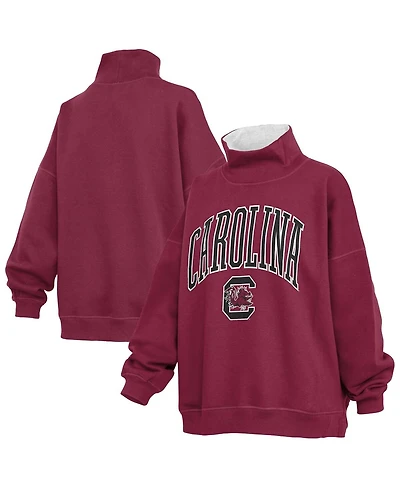 Pressbox Women's Garnet South Carolina Gamecocks Oversized Mock Neck Sweatshirt