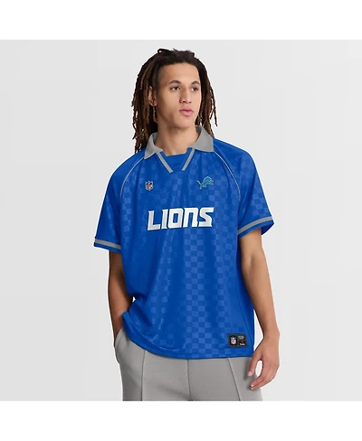 Fanatics Men's Blue/Gray Detroit Lions Homerun Raglan V-Neck Polo Shirt