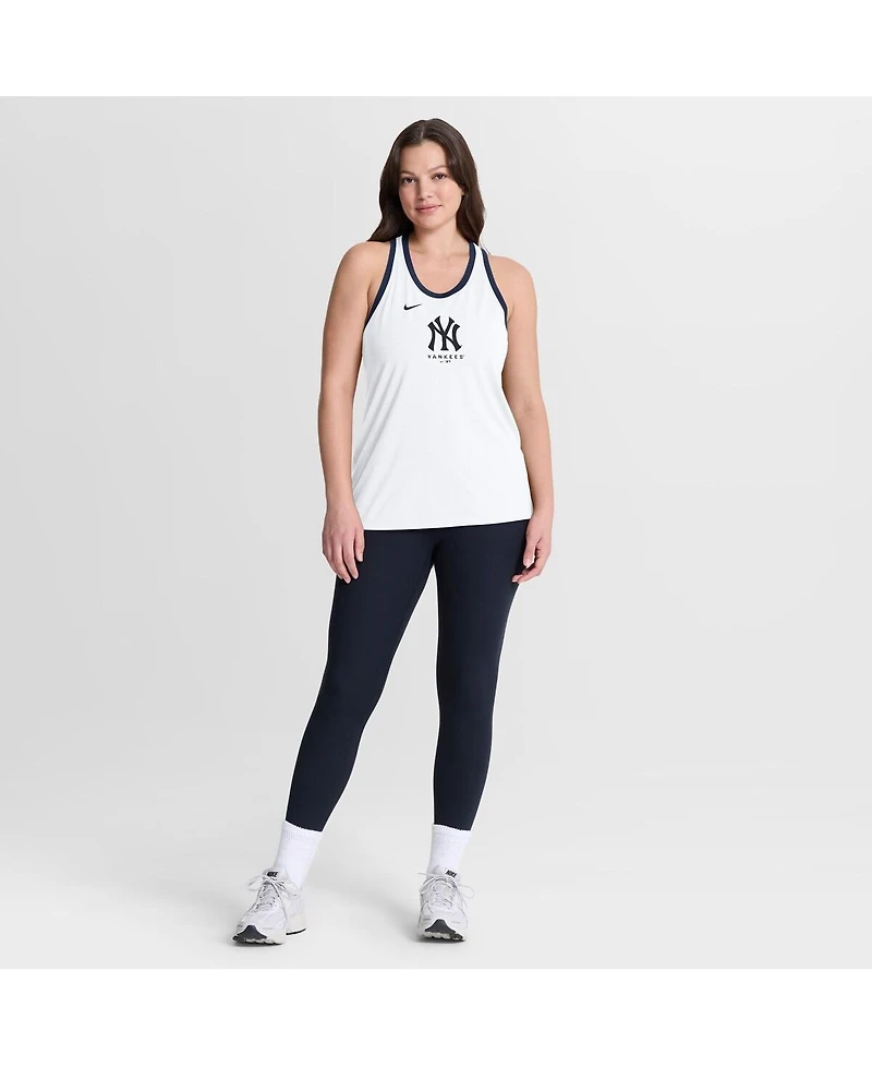 Nike Women's White New York Yankees Tri-Blend Dri-fit Racerback Tank Top