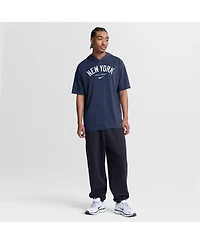 Nike Men's Navy New York Yankees Arched Wordmark Tri-Blend Hooded T-Shirt