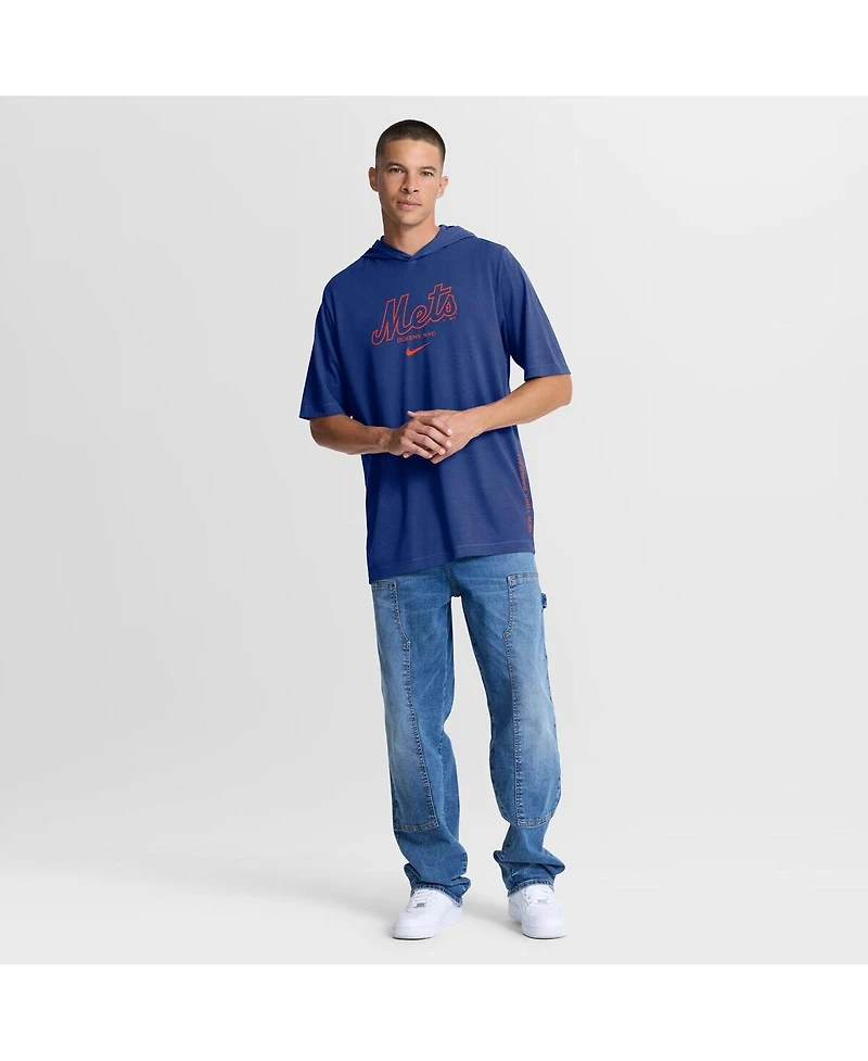 Nike Men's Royal New York Mets Arched Wordmark Tri-Blend Hooded T-Shirt