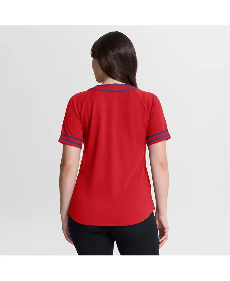 Fanatics Women's Red Philadelphia Phillies Diva Race Ahead Raglan V-Neck T-Shirt