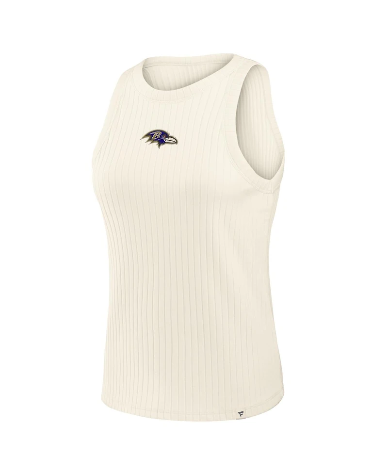 Fanatics Women's Cream Baltimore Ravens Star Play Tri-Blend Ribbed Tank Top