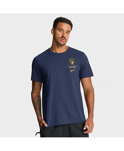 Nike Men's Navy Milwaukee Brewers Primetime 2-Hit T-Shirt