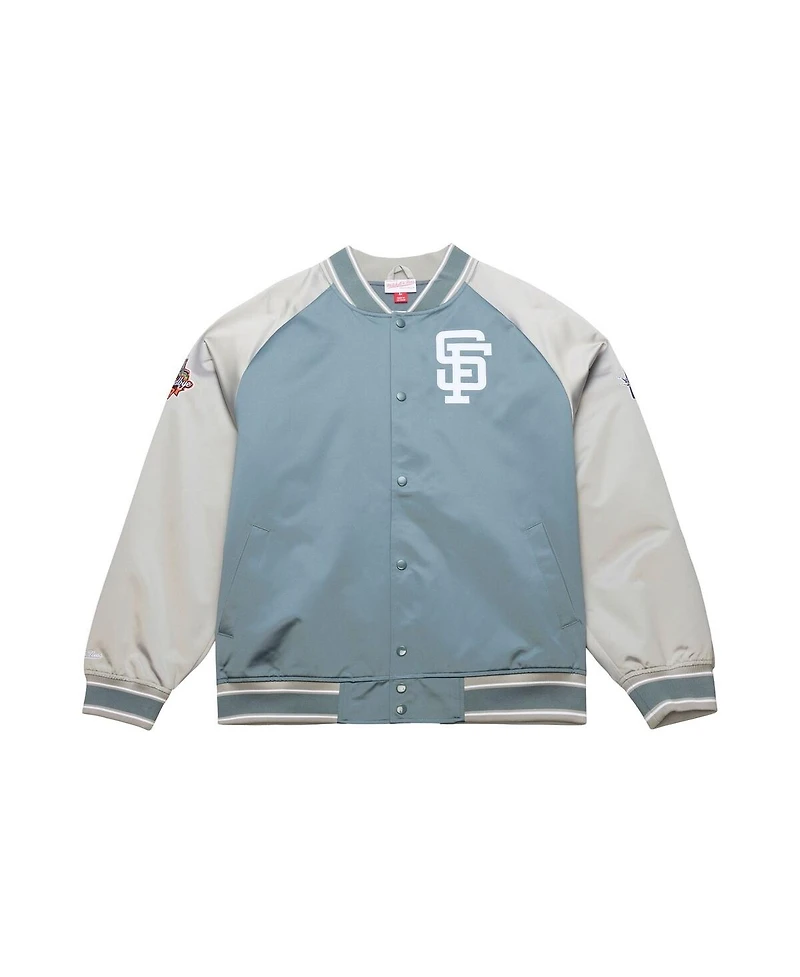 Mitchell & Ness Men's Gray San Francisco Giants Thunderstorm Head Coach Lightweight Satin Full-Snap Jacket