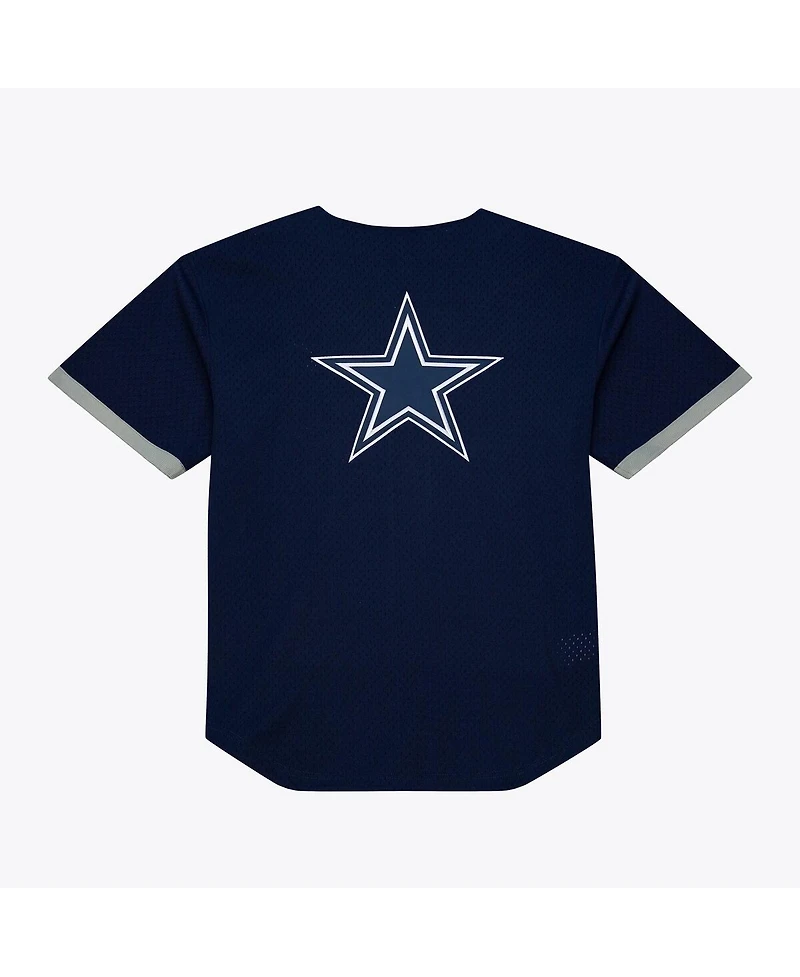 Mitchell & Ness Men's Navy Dallas Cowboys Head Coach Mesh Full-Button Fashion Jersey