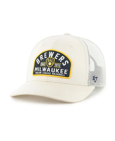 '47 Brand Men's Cream Milwaukee Brewers Leland Adjustable Trucker Hat