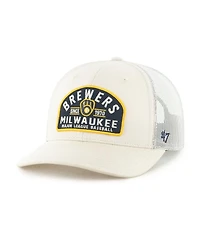 '47 Brand Men's Cream Milwaukee Brewers Leland Adjustable Trucker Hat