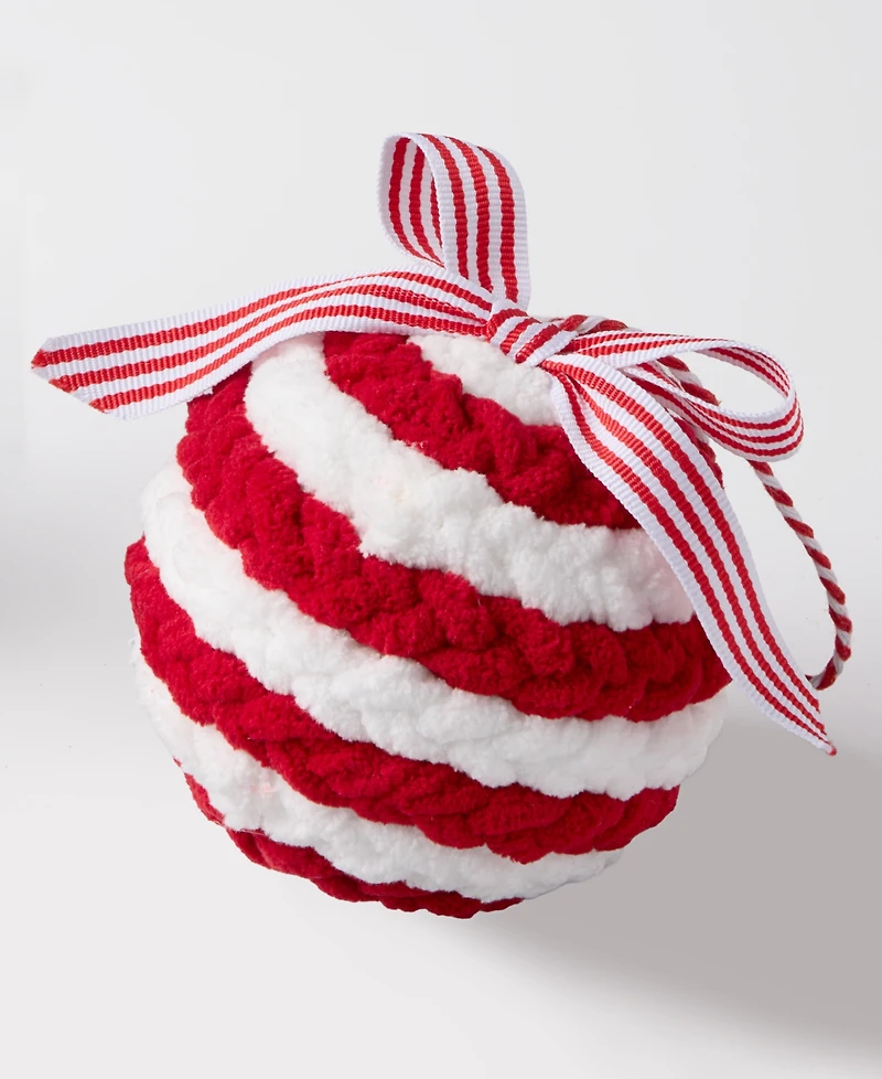 Holiday Lane Christmas Cheer Soft Red Stripe Ball Ornament, Macy's Exclusive