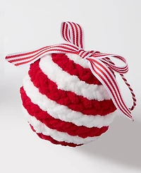 Holiday Lane Christmas Cheer Soft Red Stripe Ball Ornament, Macy's Exclusive